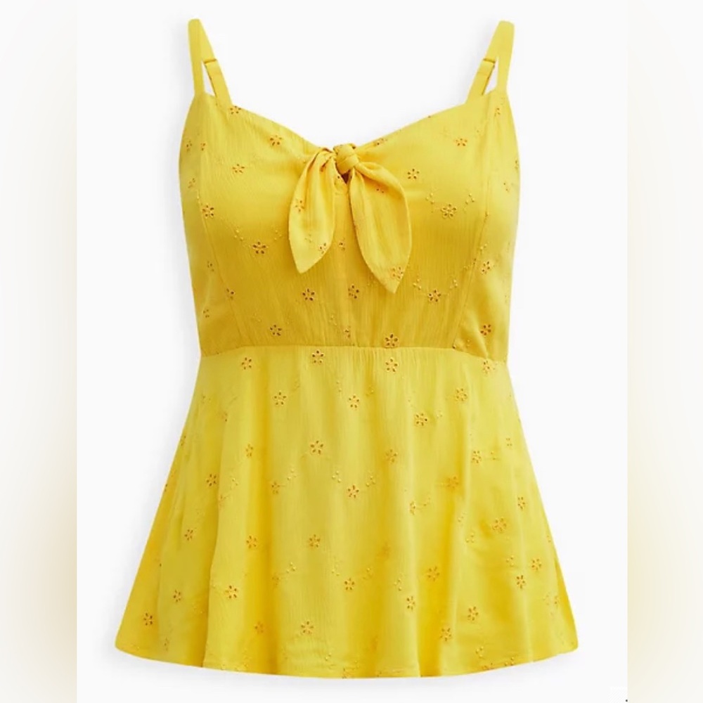 TORRID SIZE 3 **PEPLUM EYELET CAMI** YELLOW
